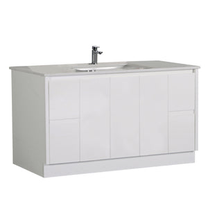 AULIC ALICE SATIN WHITE 1500MM SINGLE BOWL FLOOR STANDING VANITY