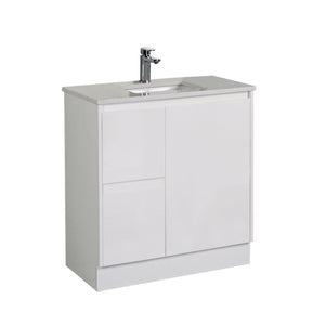 AULIC ALICE SATIN WHITE 750MM FLOOR STANDING VANITY (AVAILABLE IN LEFT AND RIGHT HAND DRAWER)