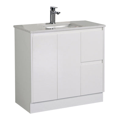 AULIC ALICE MATTE WHITE 900MM FLOOR STANDING VANITY (AVAILABLE IN LEFT AND RIGHT HAND DRAWER)