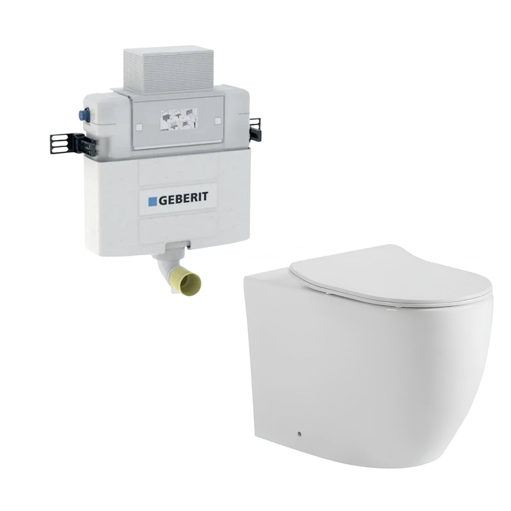 VITO VEX WALL FACED TOILET SUITE WITH GEBERIT IN WALL CISTERN PACKAGE GLOSS WHITE