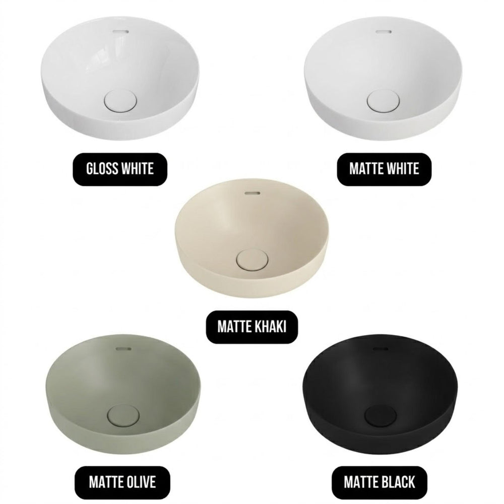 FIENZA ALUCA ROUND SEMI-INSET BASIN GLOSS WHITE 350MM