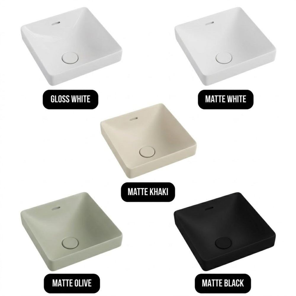 FIENZA ALUCA SQUARE SEMI-INSET BASIN GLOSS WHITE 345MM