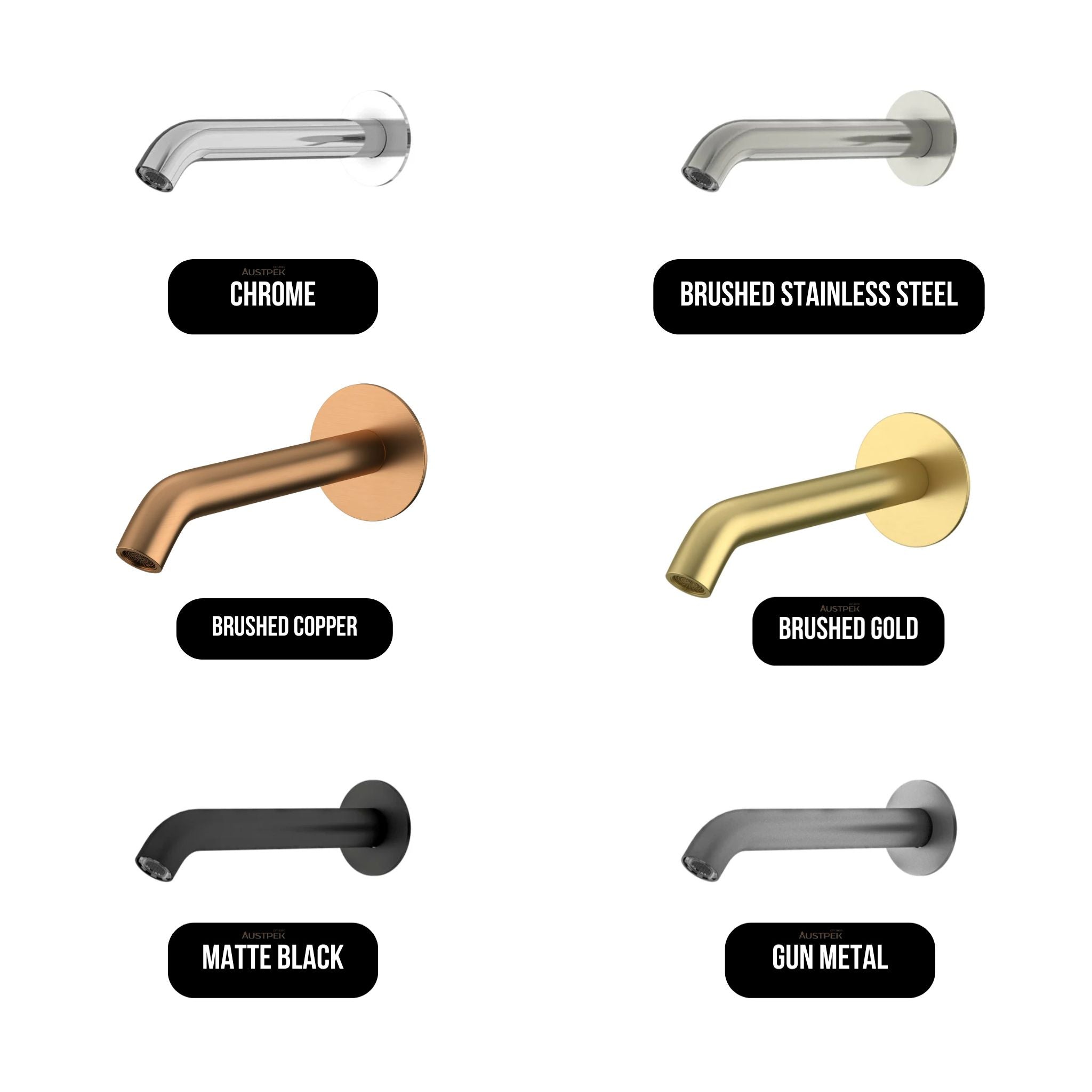 AMOZA CURVED BATH SPOUT 200MM BRUSHED COPPER