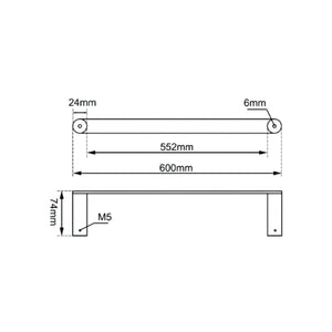AQUAPERLA RUSHY SINGLE TOWEL RAIL BRUSHED NICKEL (AVAILABLE IN 600MM AND 800MM)