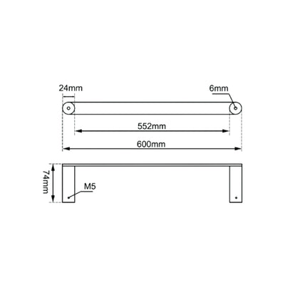 AQUAPERLA RUSHY SINGLE TOWEL RAIL BRUSHED NICKEL (AVAILABLE IN 600MM AND 800MM)