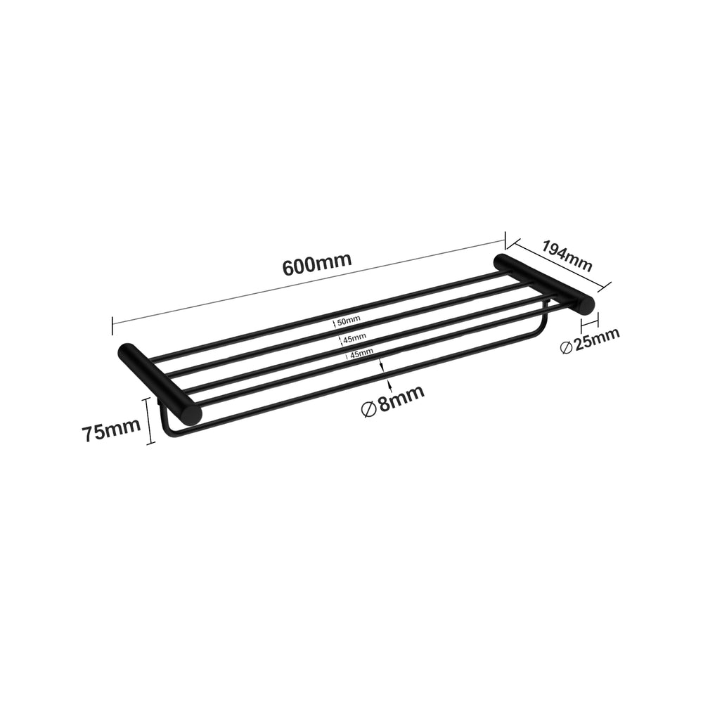 AQUAPERLA  SHOWER SHELF 600MM BLACK