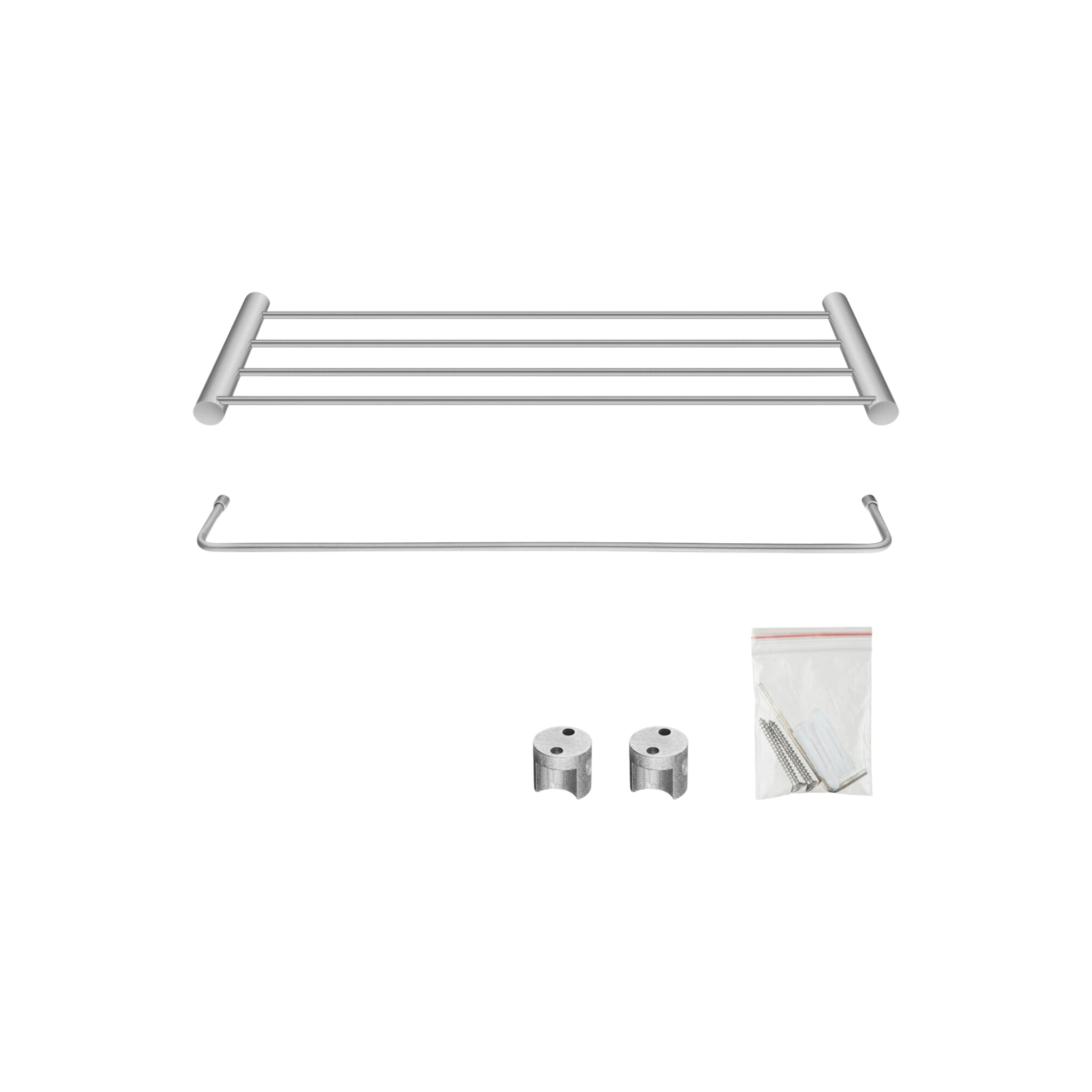 AQUAPERLA SHOWER SHELF 600MM BRUSHED NICKEL