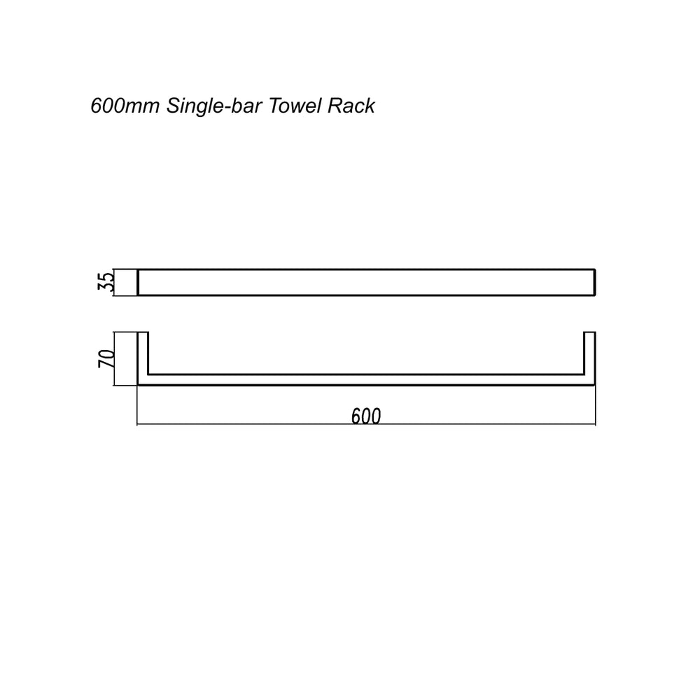 AQUAPERLA IVANO SINGLE TOWEL RAIL GUN METAL (AVAILABLE IN 600MM AND 800MM)