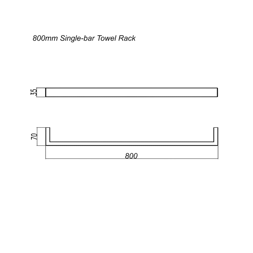 AQUAPERLA IVANO SINGLE TOWEL RAIL BLACK (AVAILABLE IN 600MM AND 800MM)