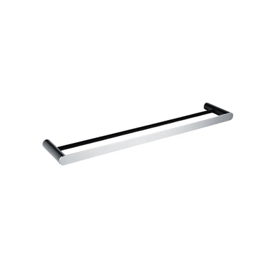 AQUAPERLA RUSHY DOUBLE TOWEL RAIL 600MM BLACK AND CHROME