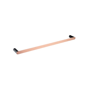AQUAPERLA RUSHY SINGLE TOWEL RAIL BLACK AND ROSE GOLD (AVAILABLE IN 600MM AND 800MM)