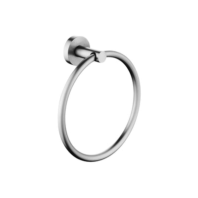 AQUAPERLA LUCID PIN TOWEL RING 188MM BRUSHED NICKEL