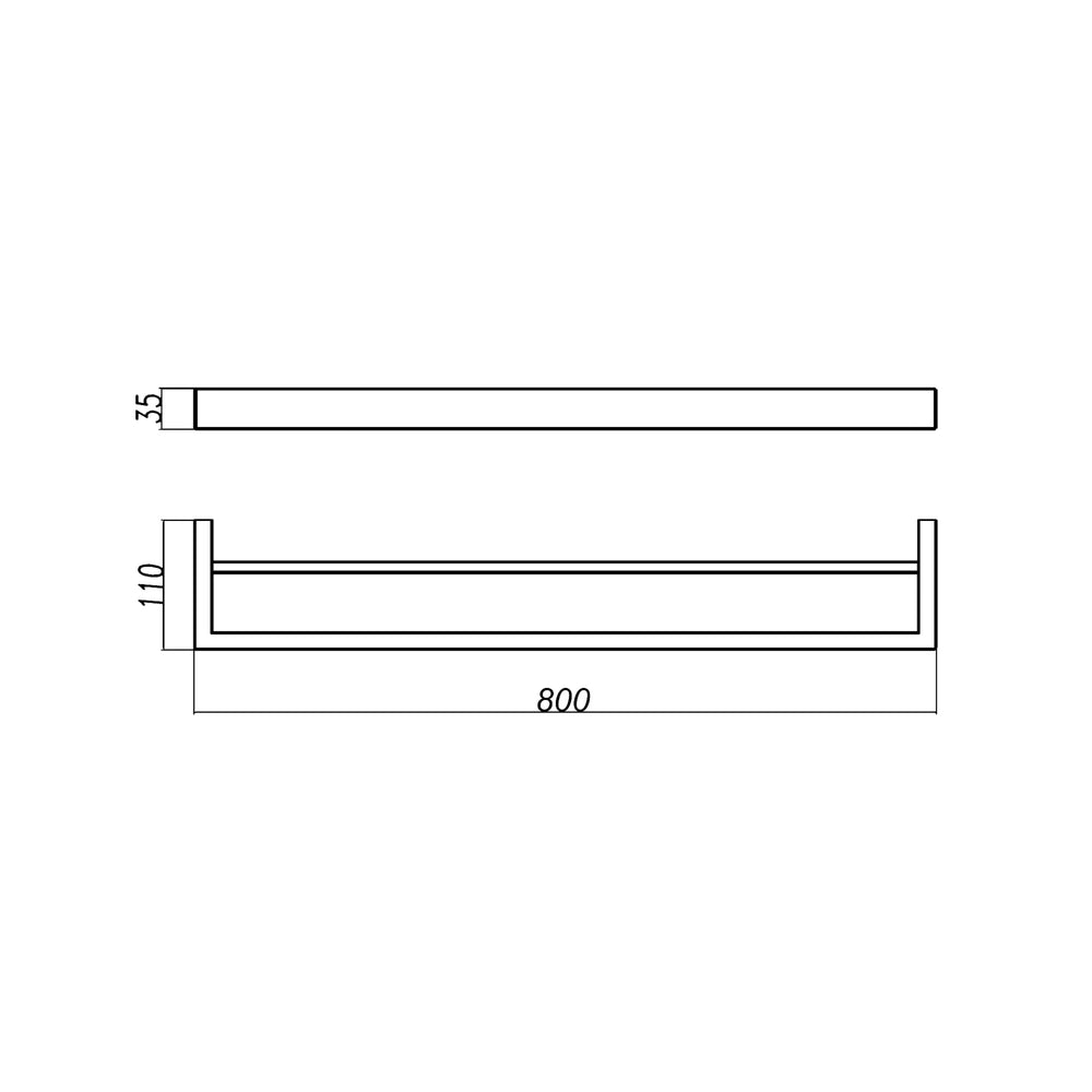 AQUAPERLA IVANO DOUBLE TOWEL RAIL BRUSHED BRASS (AVAILABLE IN 600MM AND 800MM)