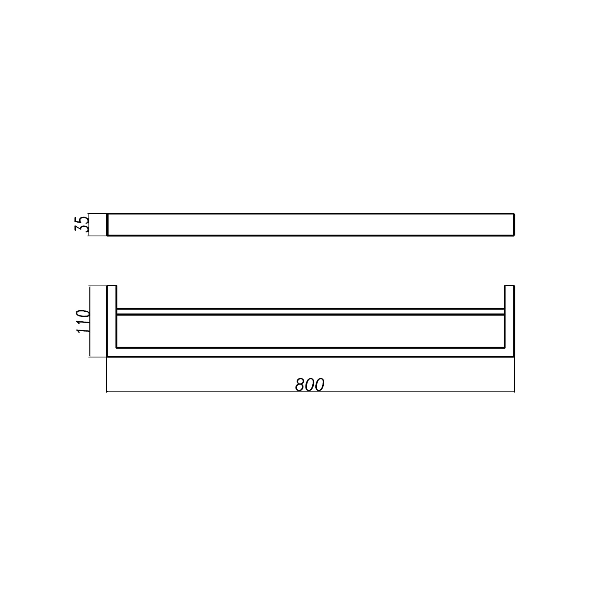 AQUAPERLA IVANO DOUBLE TOWEL RAIL GUN METAL (AVAILABLE IN 600MM AND 800MM)