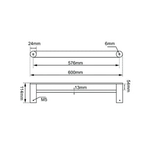 AQUAPERLA RUSHY DOUBLE TOWEL RAIL BRUSHED BRASS  (AVAILABLE IN 600MM AND 800MM)
