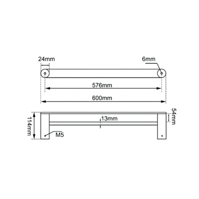 AQUAPERLA RUSHY DOUBLE TOWEL RAIL BRUSHED BRASS  (AVAILABLE IN 600MM AND 800MM)