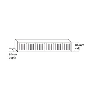 AQUAPERLA EZY FLOW FLOOR GRATE BRUSHED SILVER 100X26MM