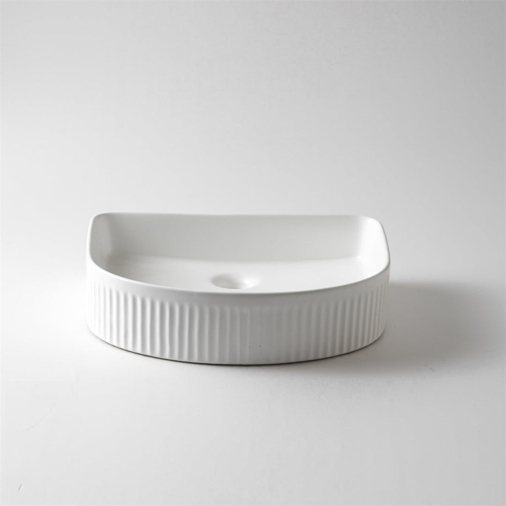 CLAYA ARCHED FLUTED ABOVE COUNTER BASIN MATTE WHITE 415MM