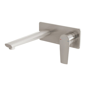 PHOENIX ARLO WALL BASIN / BATH MIXER SET WITH TRIM KIT AND BODY 200MM BRUSHED NICKEL