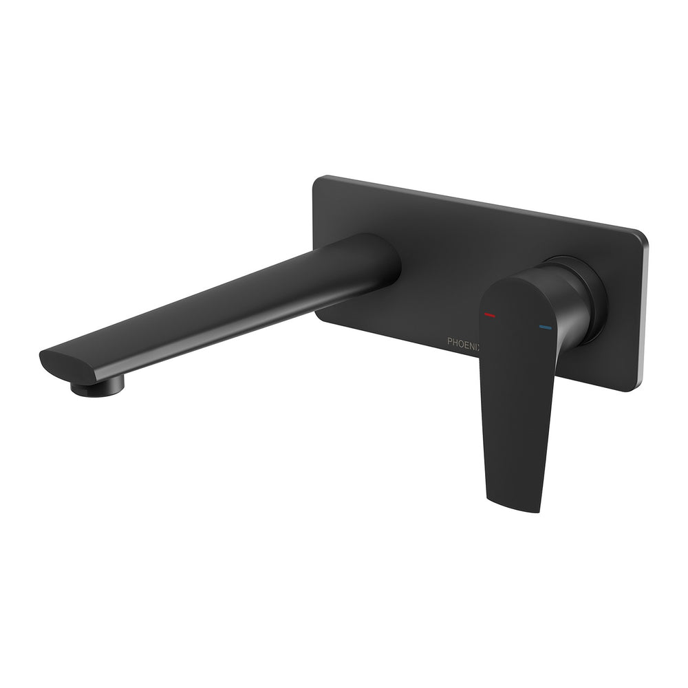 PHOENIX ARLO WALL BASIN / BATH MIXER SET WITH TRIM KIT AND BODY 200MM MATTE BLACK