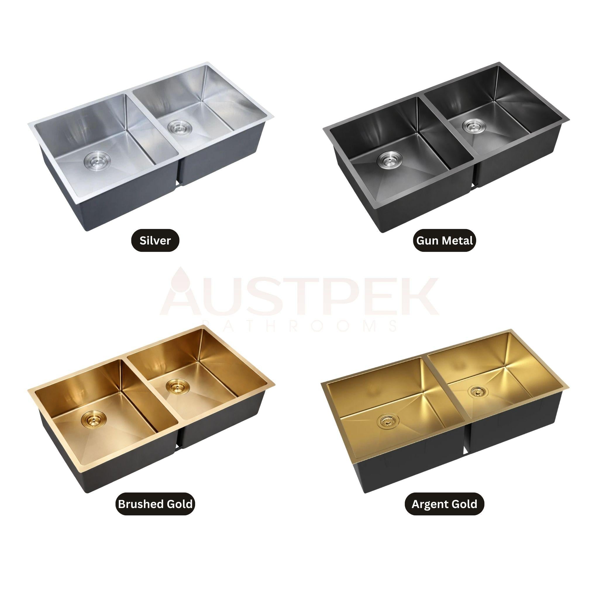 OTTI ARTE 88D DOUBLE BOWL KITCHEN SINK GUN METAL 880MM