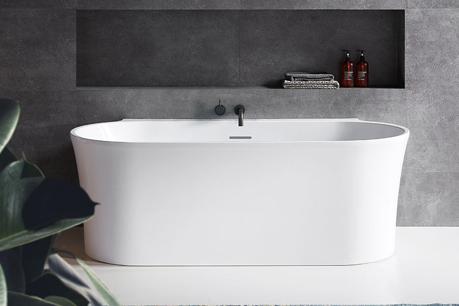 DECINA AURORA BACK TO WALL FREESTANDING BATH MATTE WHITE (AVAILABLE IN 1500MM AND 1700MM)