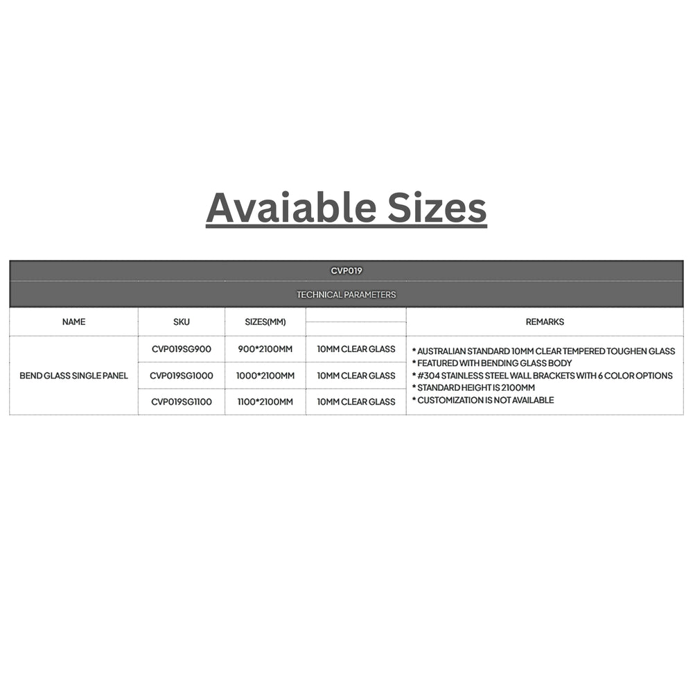 COVEY FRAMELESS WALK IN CURVED SINGLE PANEL SHOWER SCREEN CHROME