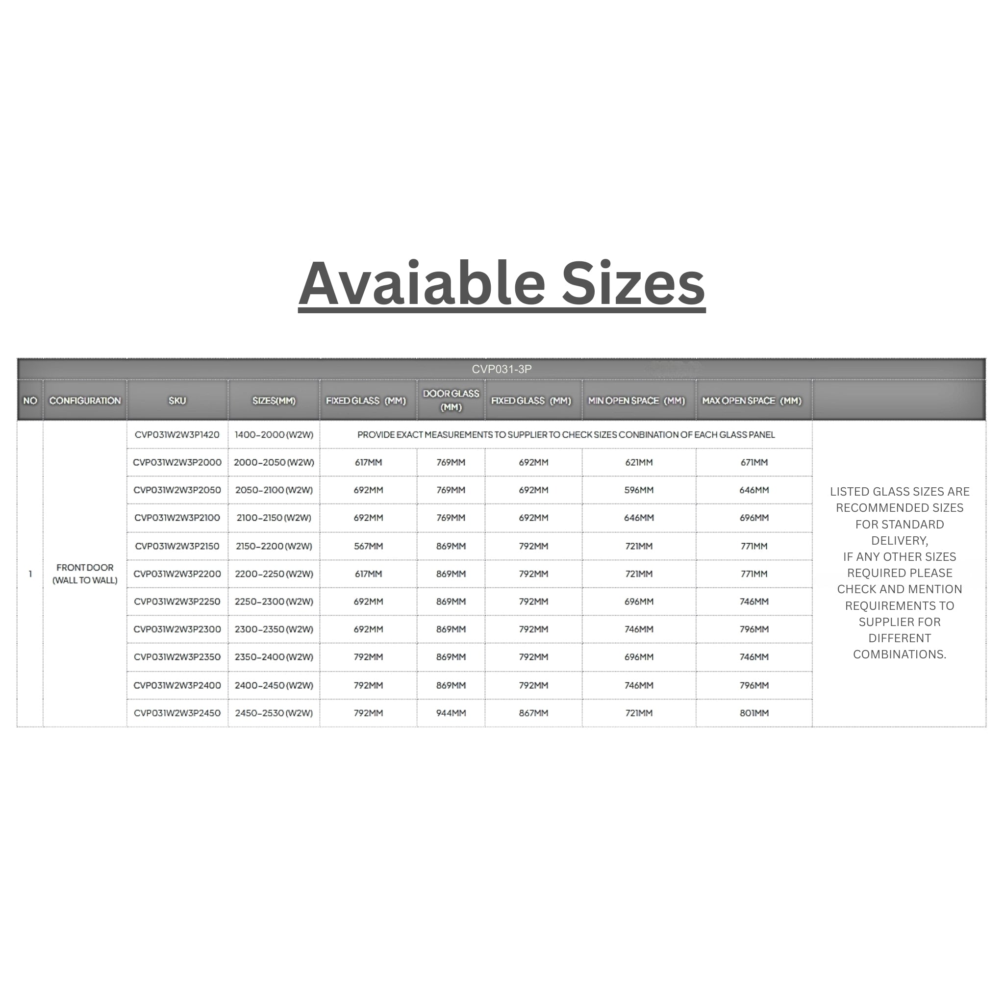 COVEY WALL TO WALL FRAMELESS 3 PANEL SINGLE SLIDING DOOR SHOWER SCREEN MATTE BLACK