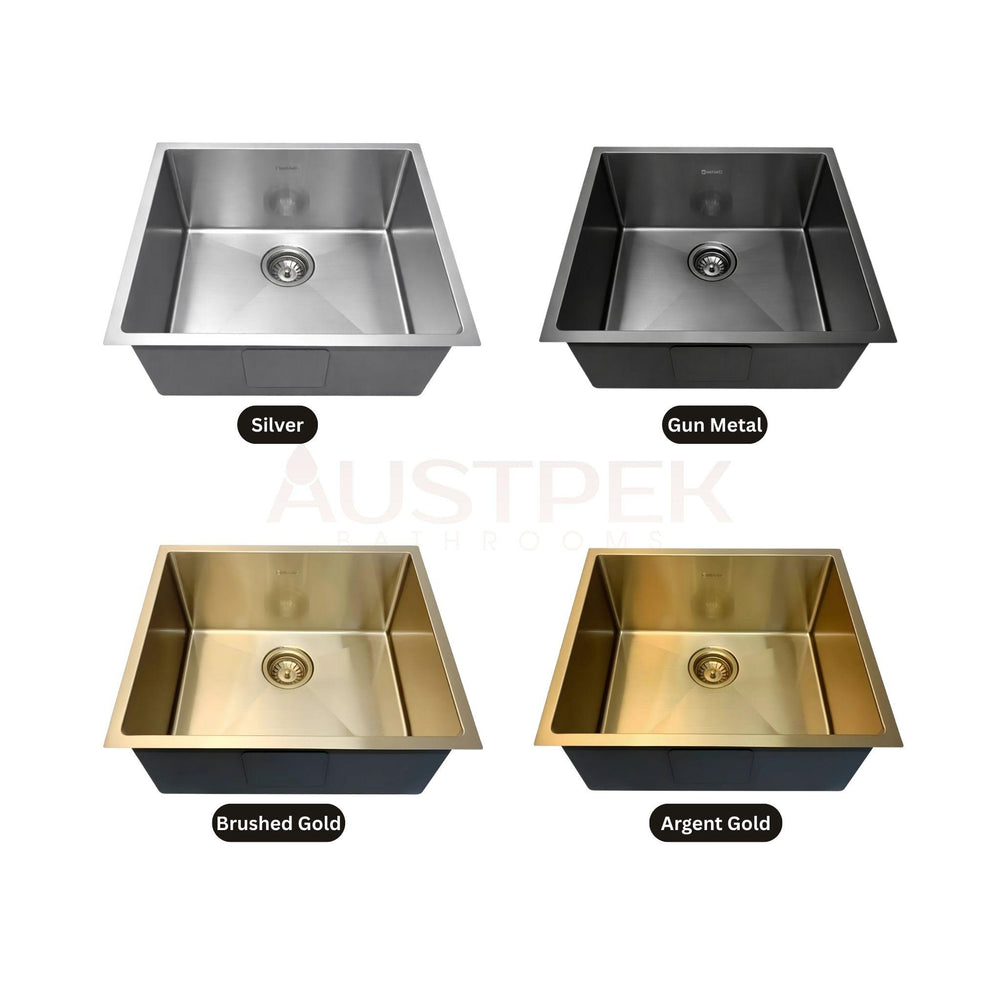 OTTI AXON 45S SINGLE BOWL KITCHEN AND LAUNDRY SINK BRUSHED GOLD 450MM
