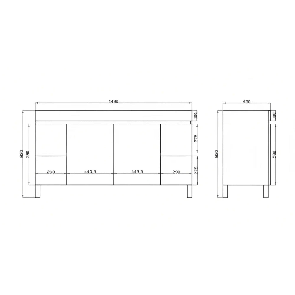 POSEIDON BERGE DARK GREY 1500MM FLOOR STANDING VANITY