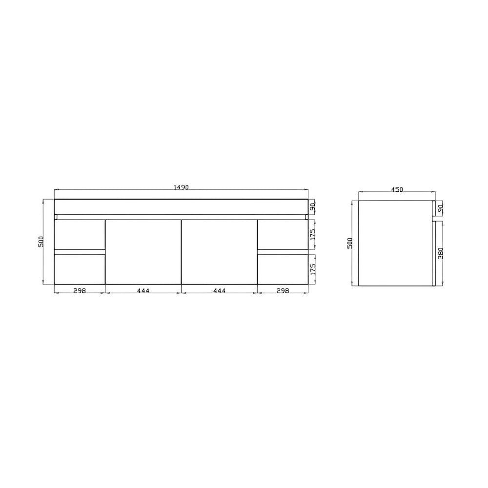 POSEIDON BERGE WALL HUNG VANITY DARK GREY WOOD GRAIN 1500MM