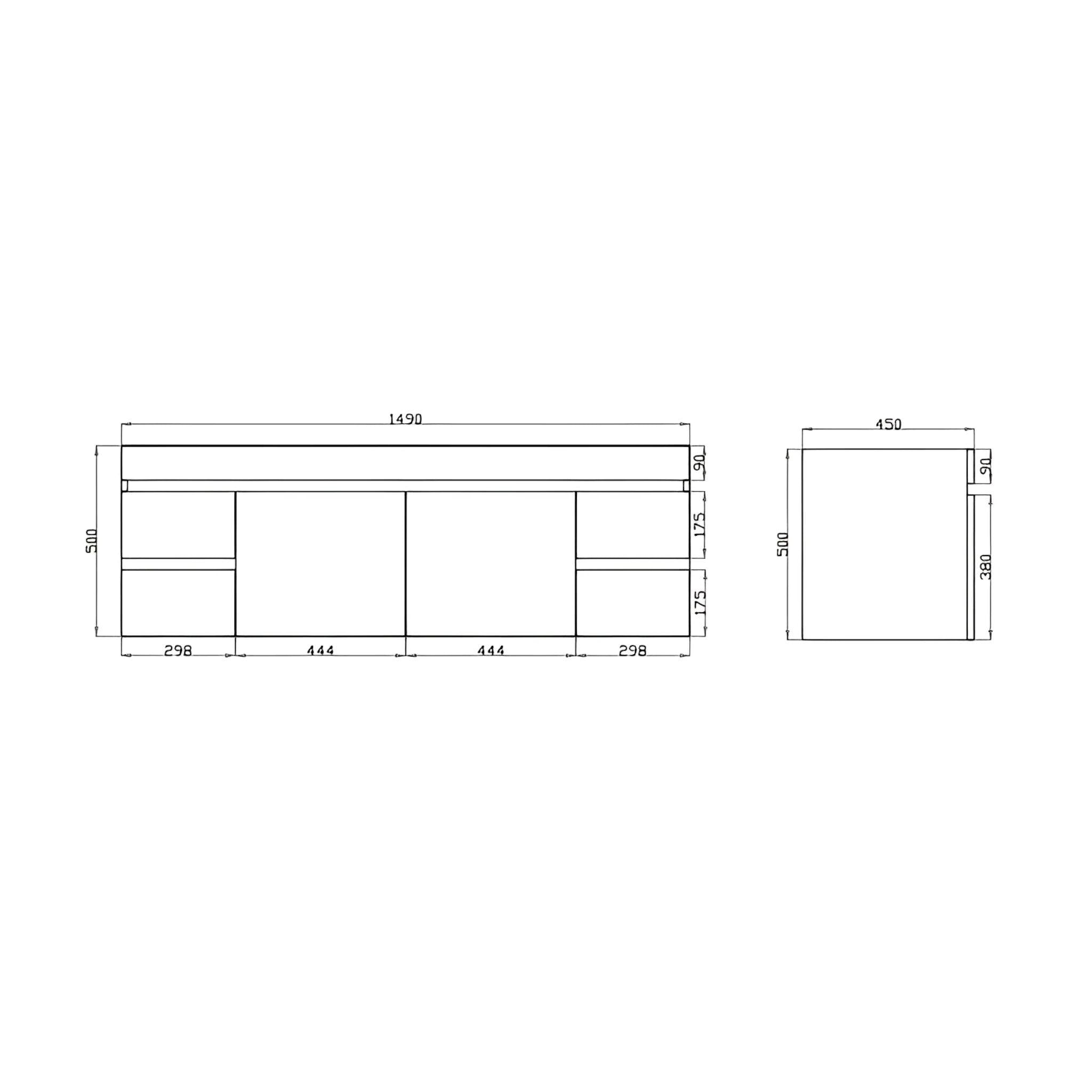 POSEIDON BERGE WALL HUNG VANITY DARK GREY WOOD GRAIN 1500MM