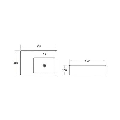 POSEIDON WALL HUNG BASIN GLOSS WHITE 600MM