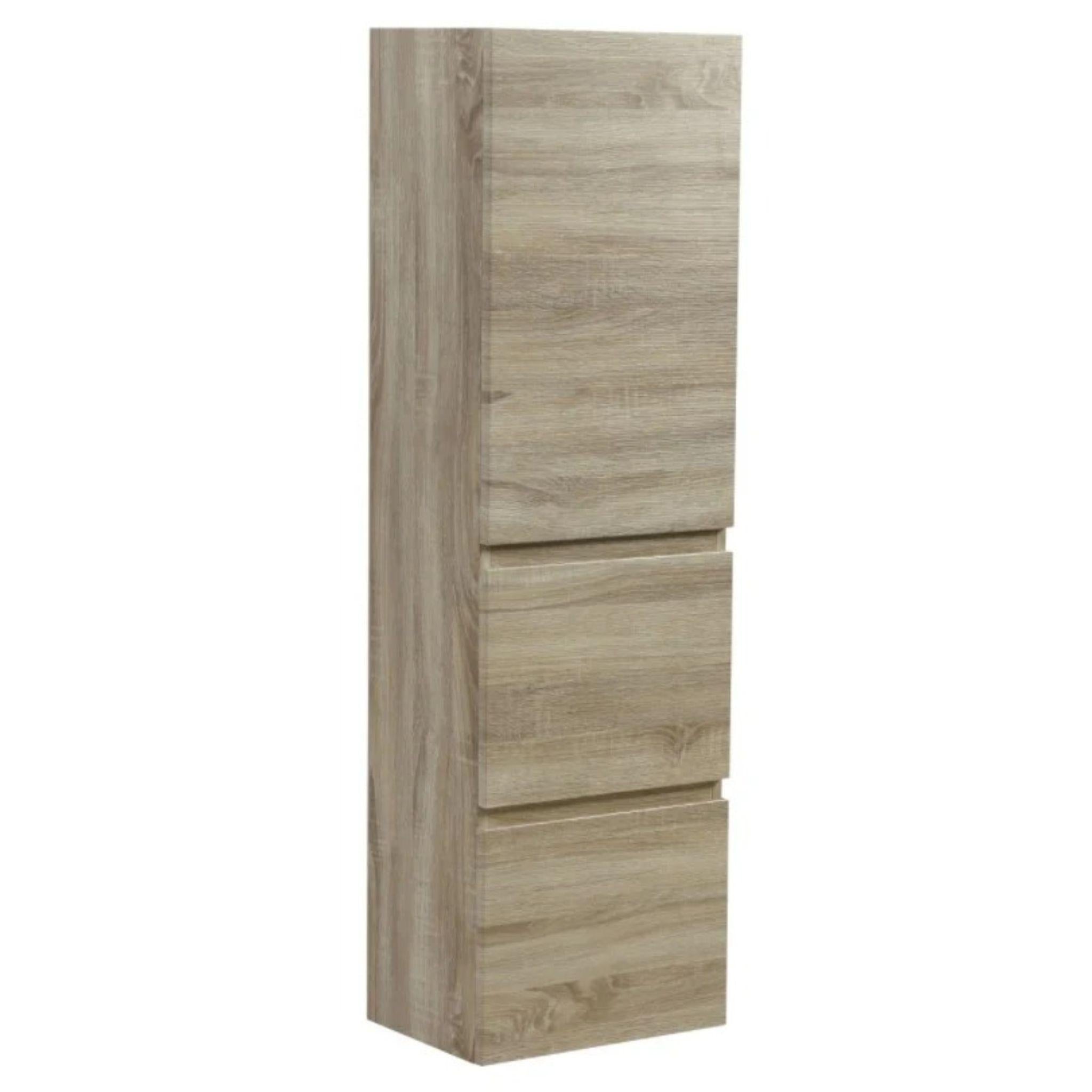 POSEIDON WALL HUNG TALL BOY WHITE OAK 400MM X 1350MM