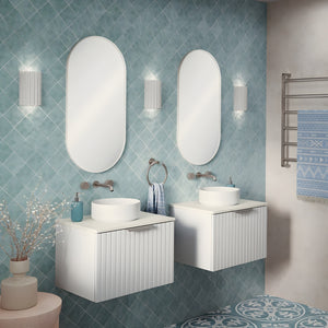 FIENZA BAYVIEW ULTRA WHITE MATTE 600MM SINGLE BOWL WALL HUNG VANITY