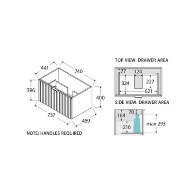 FIENZA BAYVIEW STONE GREY MATTE 750MM SINGLE BOWL WALL HUNG VANITY