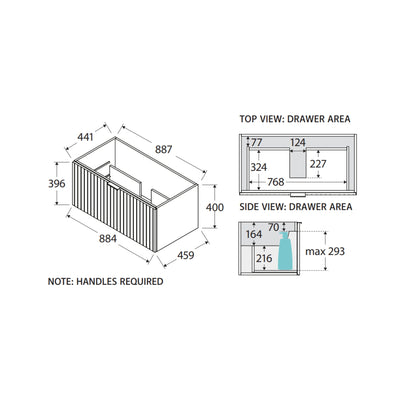 FIENZA BAYVIEW STONE GREY MATTE 900MM SINGLE BOWL WALL HUNG VANITY