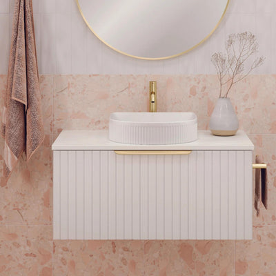 FIENZA BAYVIEW ULTRA WHITE MATTE 900MM SINGLE BOWL WALL HUNG VANITY