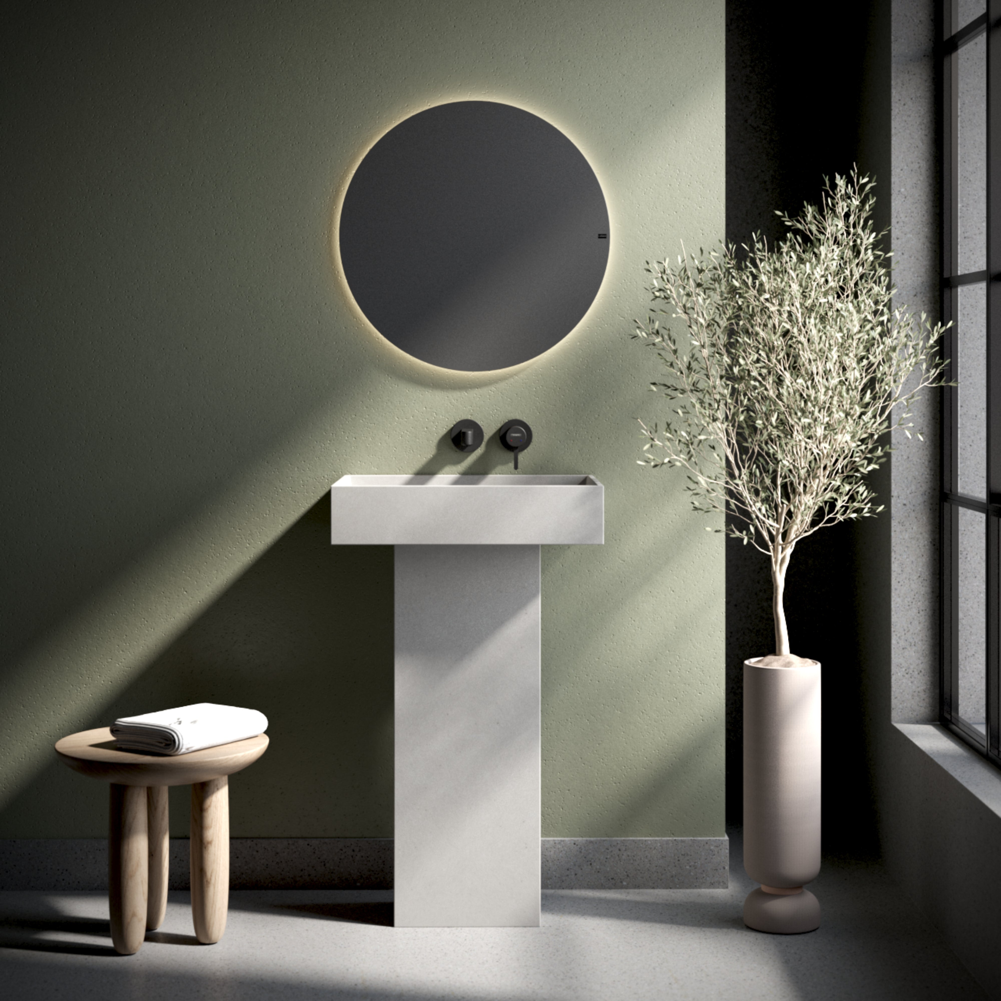 CONCRETE STUDIO BALY PEDESTAL BASIN WHITE 510MM