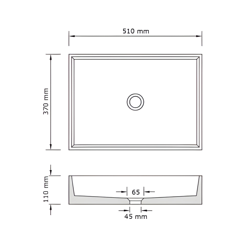 CONCRETE STUDIO BALY LARGE ABOVE COUNTER BASIN RECTANGLE AQUA 510MM