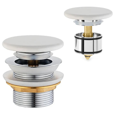 TURNER HASTINGS SAFETY PULL-OUT CERAMIC POP-UP BATH WASTE WITH SHORT TAIL 40MM MATTE WHITE