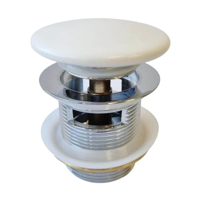 TURNER HASTINGS SAFETY PULL-OUT POP-UP BATH WASTE WITH SHORT TAIL OVERFLOW 40MM GLOSS WHITE