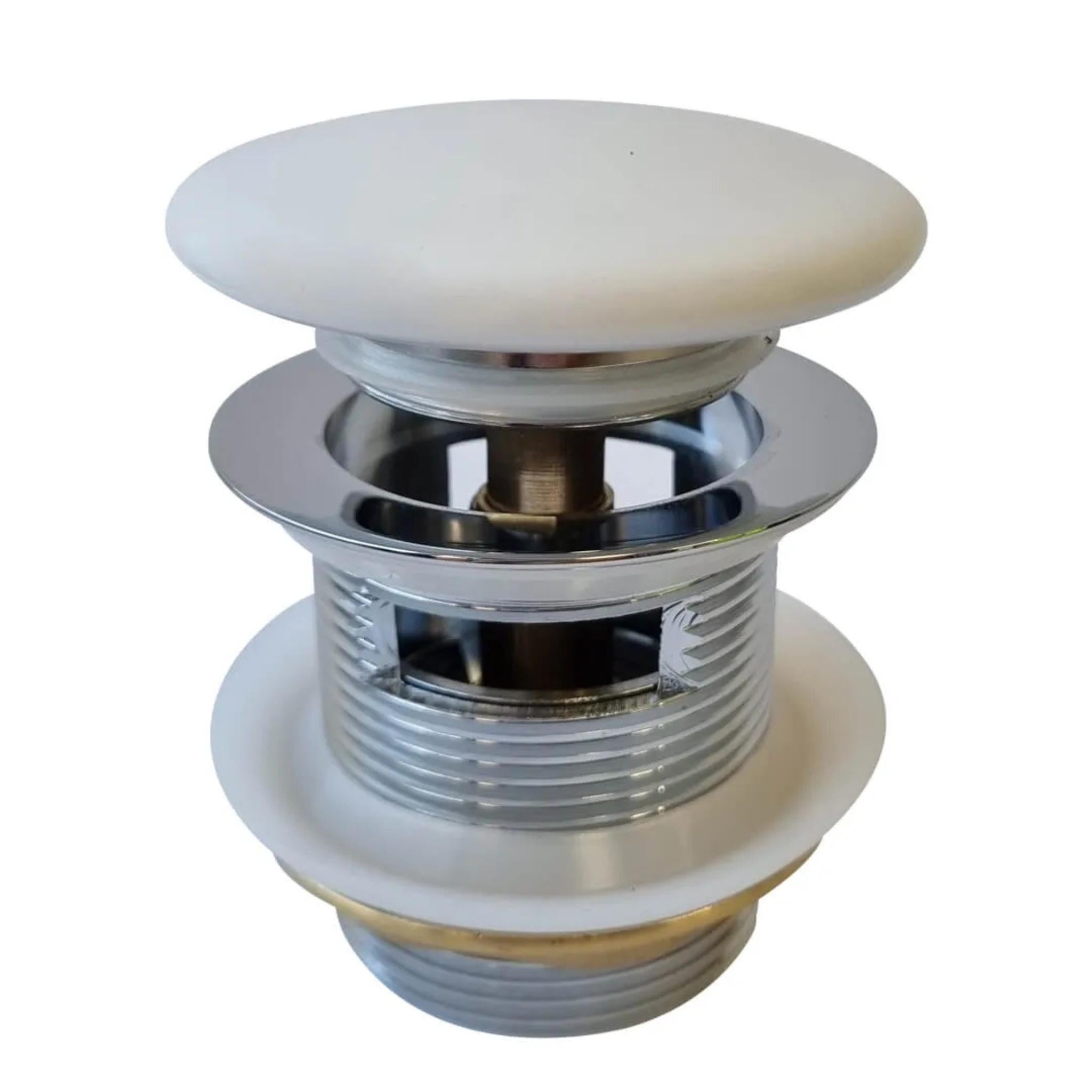 TURNER HASTINGS SAFETY PULL-OUT POP-UP BATH WASTE WITH SHORT TAIL OVERFLOW 40MM MATTE WHITE