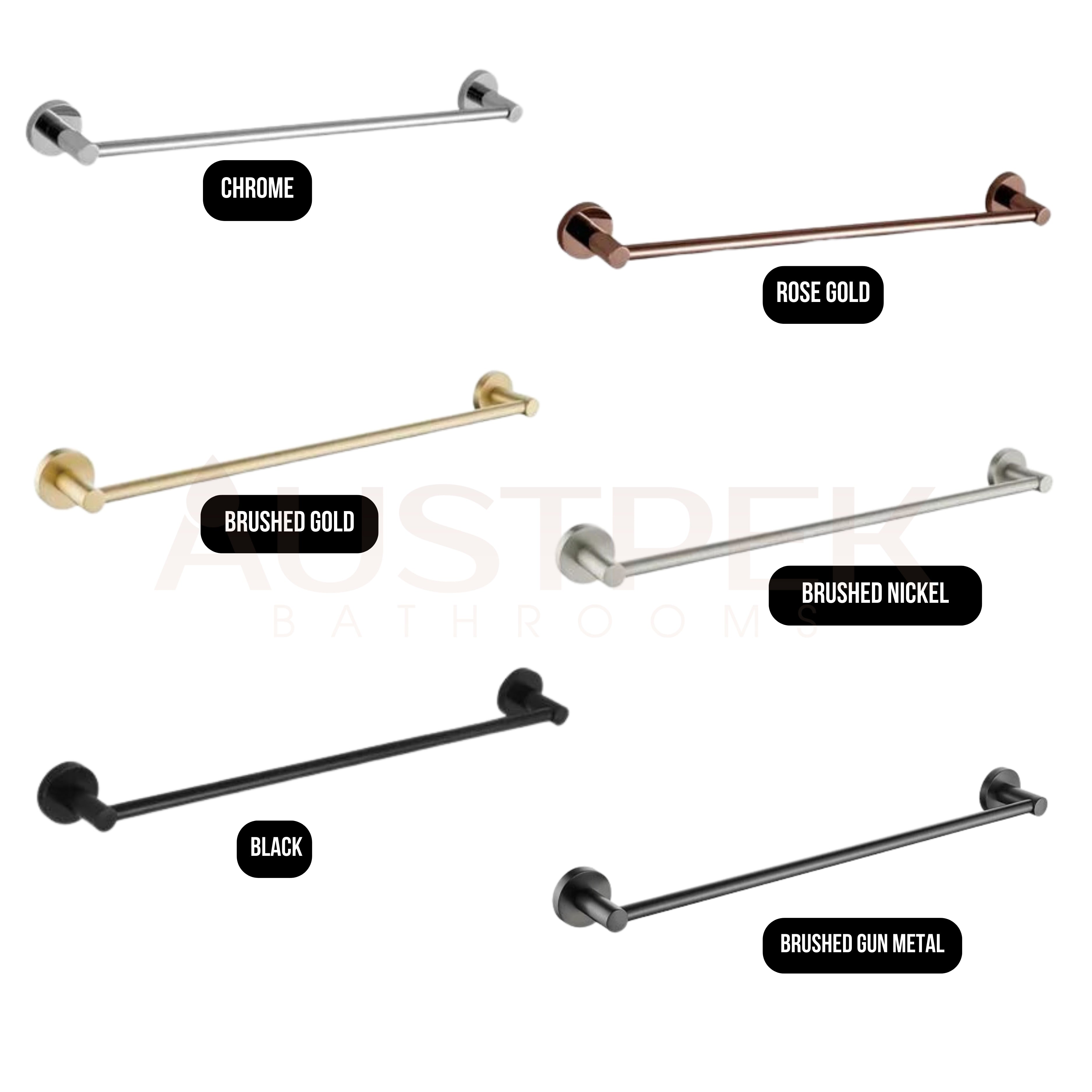 HELLYCAR IDEAL SINGLE NON-HEATED TOWEL RAIL ROSE GOLD 600MM, 750MM AND 900MM