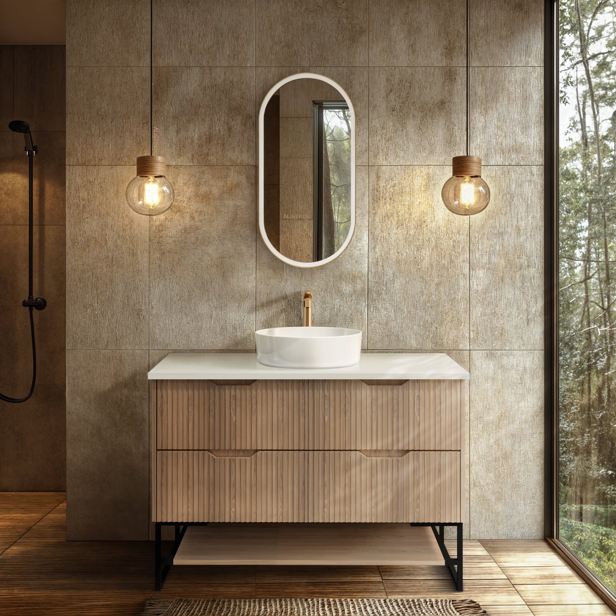 RIVA BALI AMERICAN OAK 1200MM SINGLE BOWL FLOOR STANDING VANITY