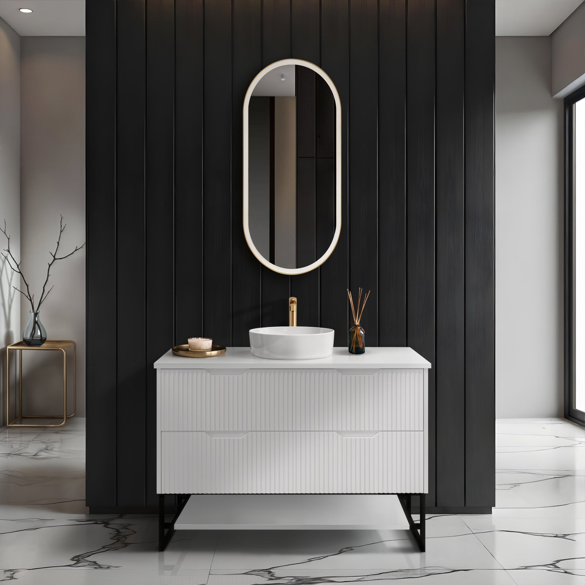 RIVA BALI MATTE WHITE 1200MM SINGLE BOWL FLOOR STANDING VANITY