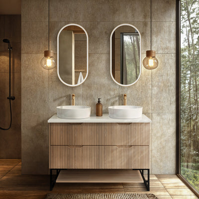 RIVA BALI AMERICAN OAK 1200MM DOUBLE BOWL FLOOR STANDING VANITY