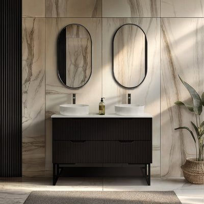 RIVA BALI MATTE BLACK 1200MM DOUBLE BOWL FLOOR STANDING VANITY