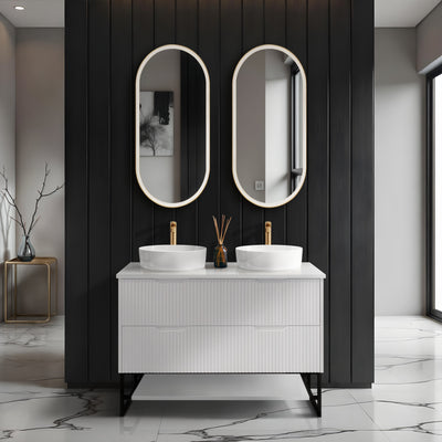 RIVA BALI MATTE WHITE 1200MM DOUBLE BOWL FLOOR STANDING VANITY