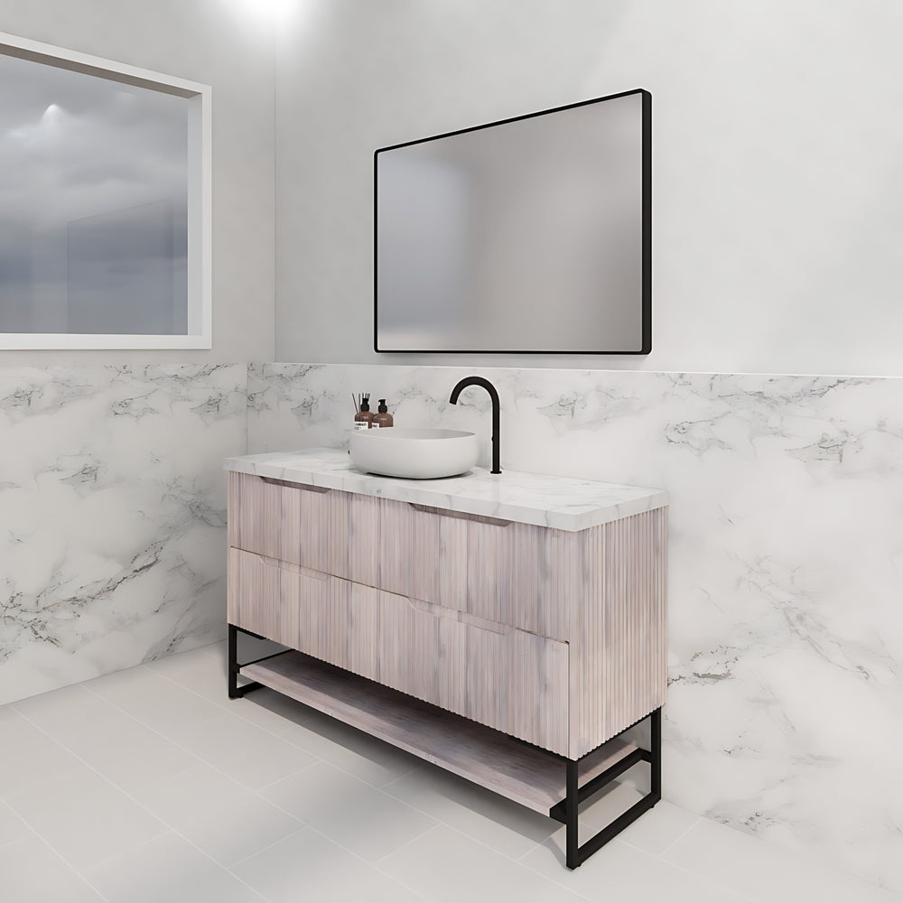 RIVA BALI WHITE OAK 1500MM SINGLE BOWL FLOOR STANDING VANITY